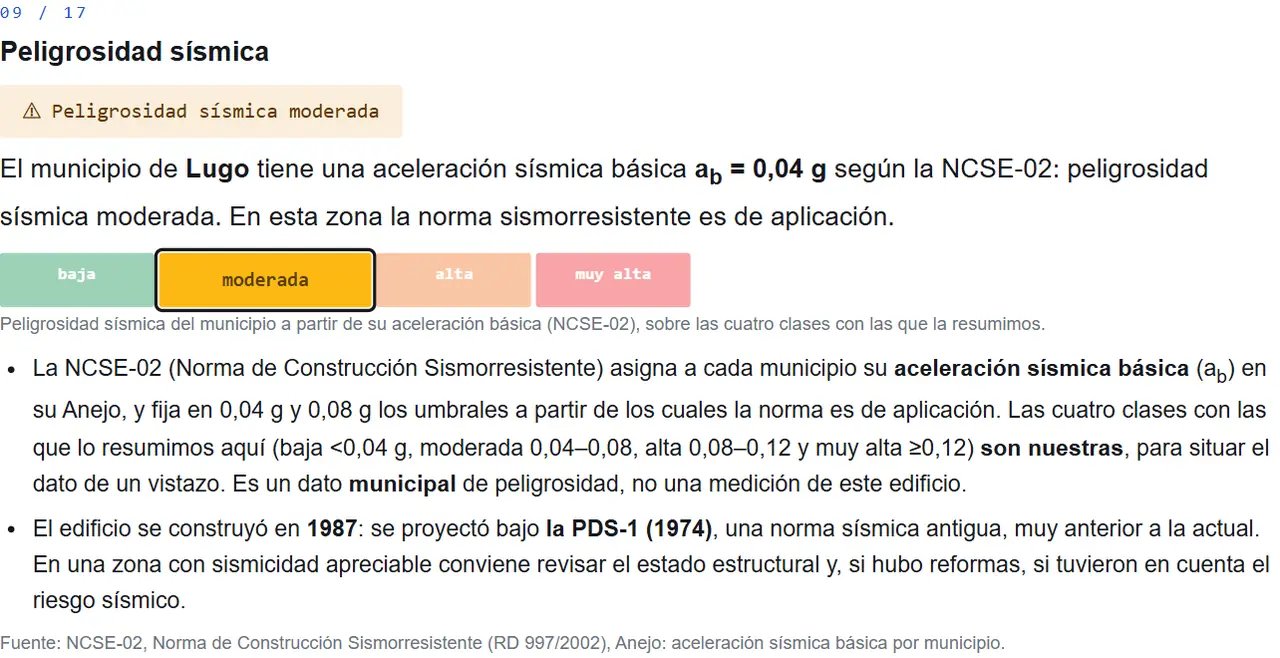 Módulo 09 del informe de ejemplo: aceleración sísmica básica del municipio según la NCSE-02